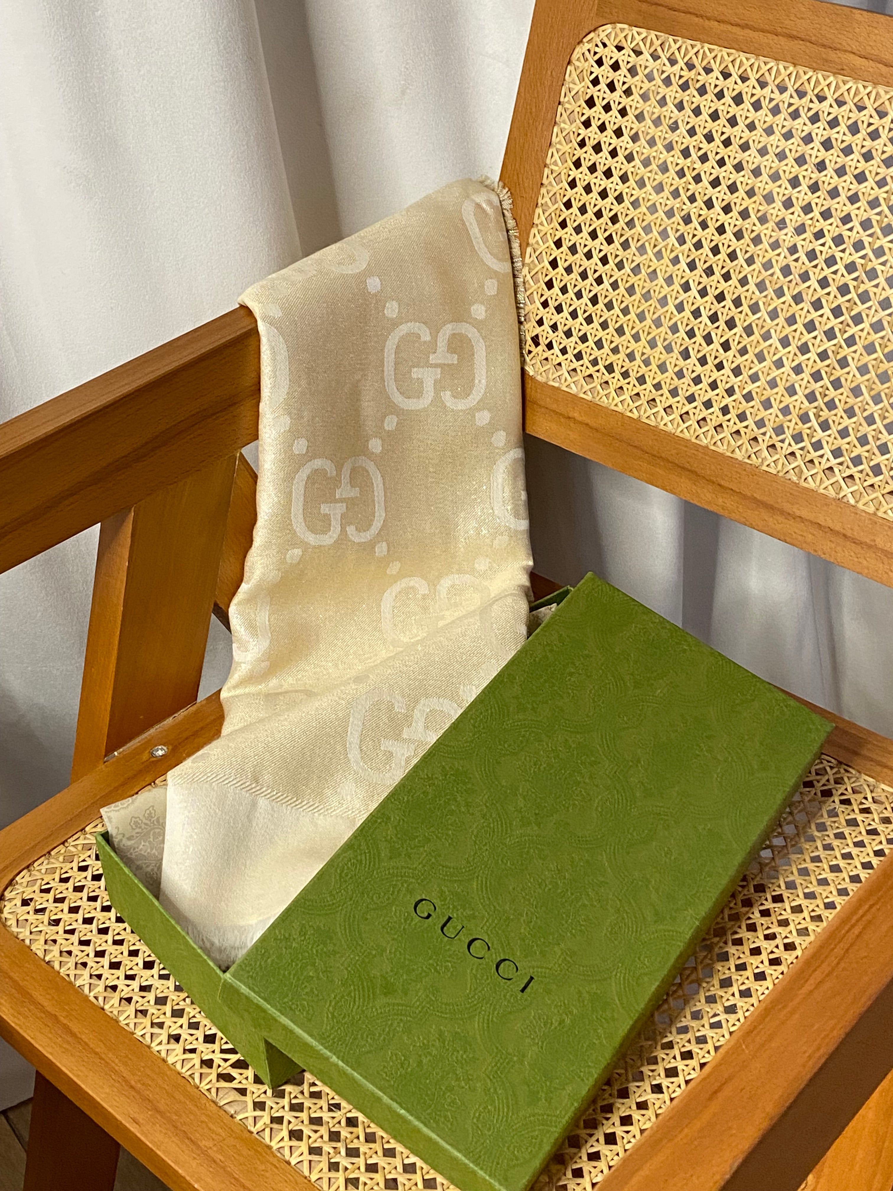 Gucci Beige GG Wool Scarf