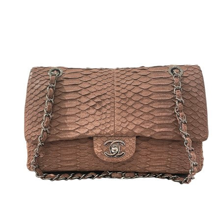 Chanel Brown Python Double Flap Small Bag