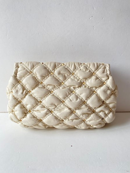 Valentino White Spike Me Clutch