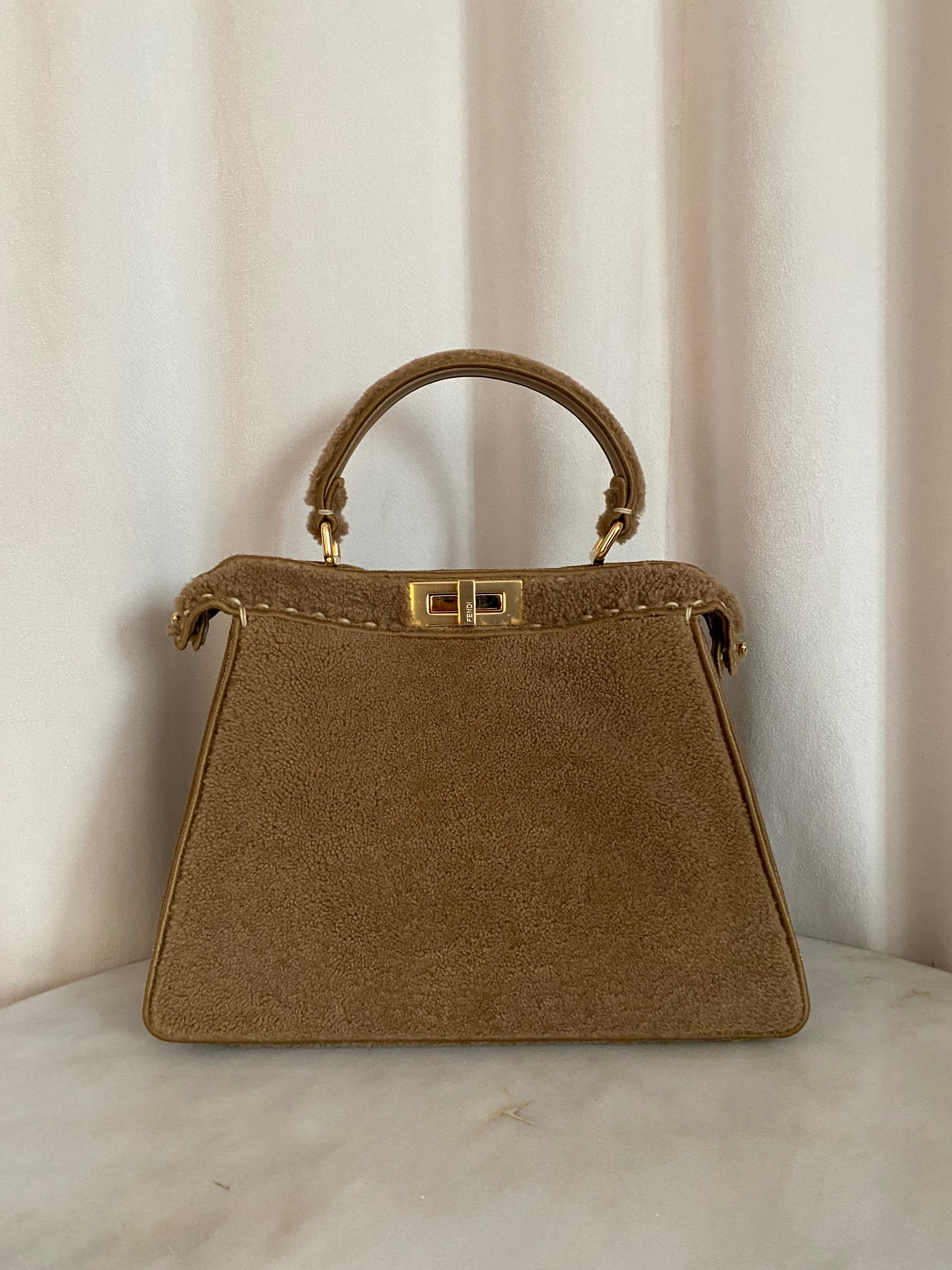 Fendi Camel Peekaboo I See U Medium Handle Bag