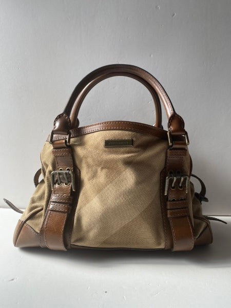 Burberry Brown Beat Check Nylon Tote Bag