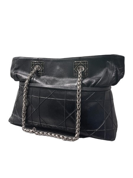 Christian Dior Black Cannage Granville Chain Link Tote Bag