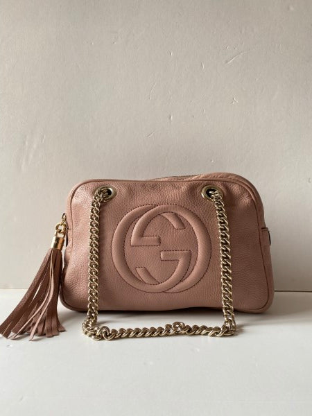 Gucci Pink Camera Soho Neiman Exclusion Double Chain Shoulder Bag