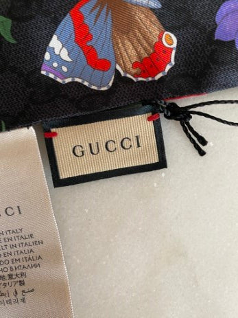 Gucci Black Multicolor Floral Beauty Silk Twill