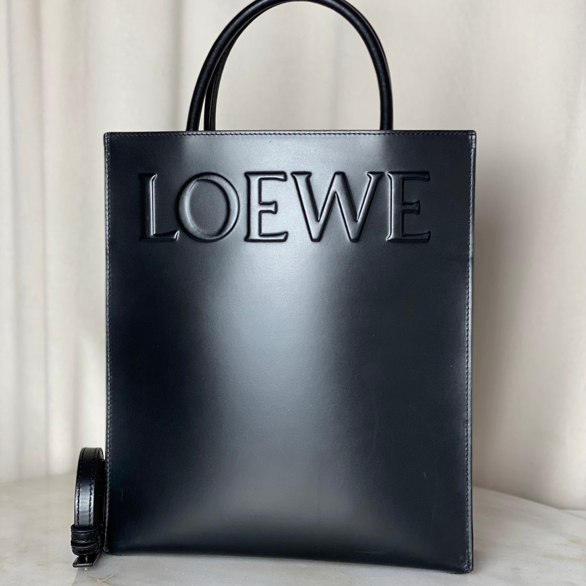 Loewe Black Vertical Logo Standard A4 Tote Bag