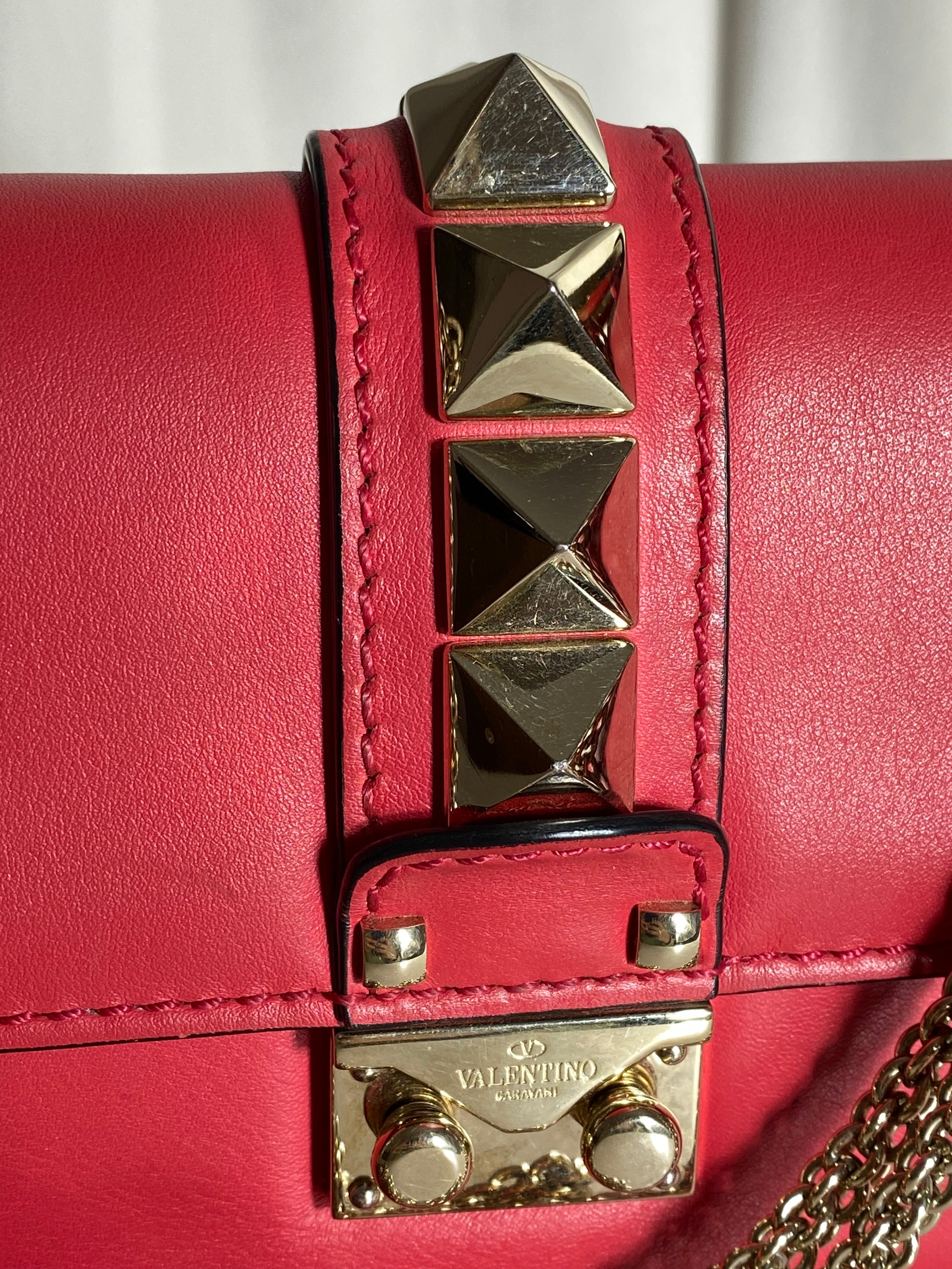 Valentino Red Rockstud Glam Lock Small Bag