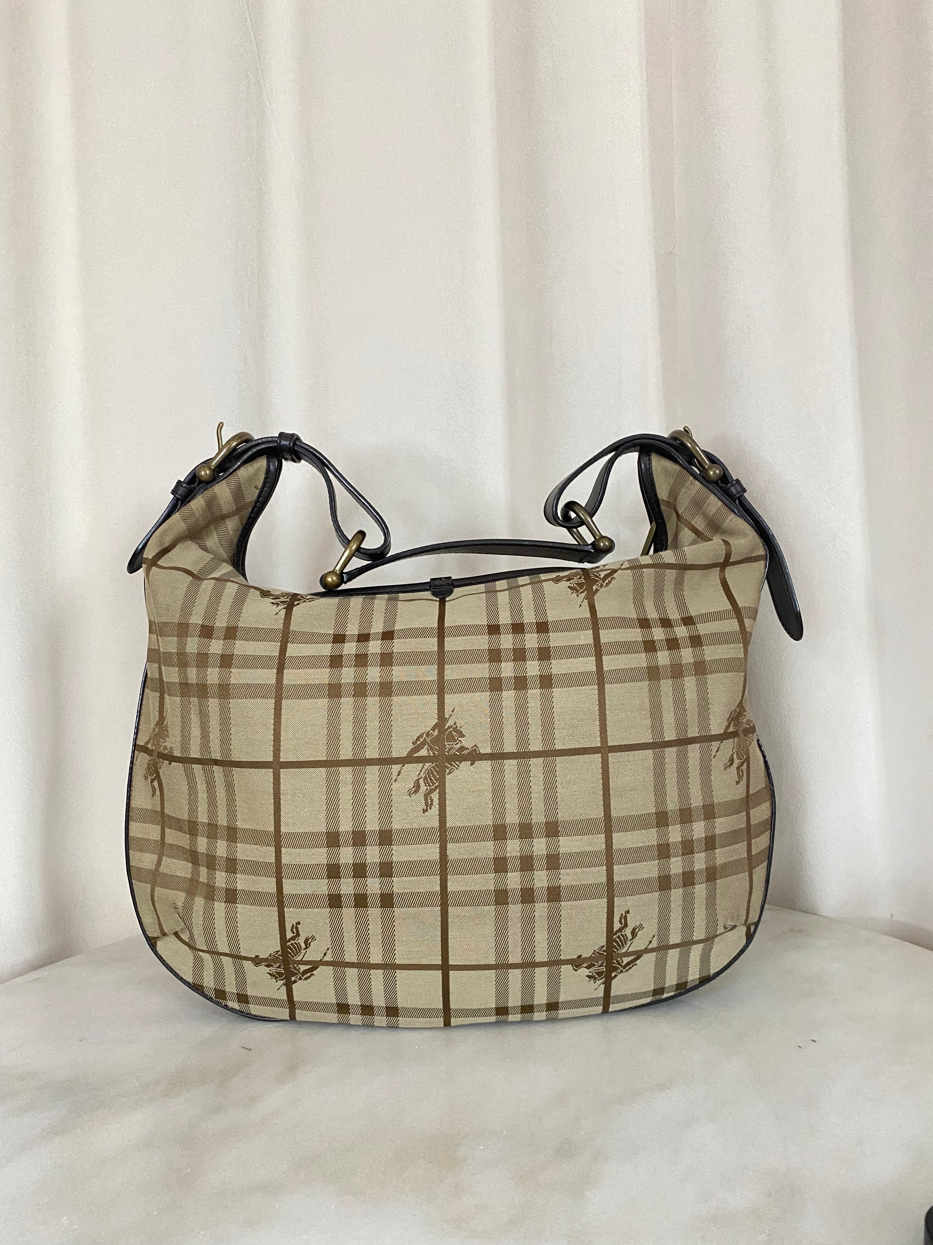 Burberry Haymarket Black Hobo Bag