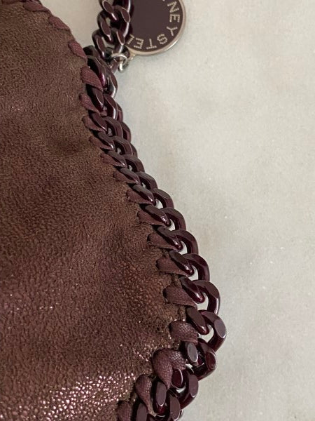 Stella Mccartney Burgundy Shiny Falabella Bag with Burgundy Chain