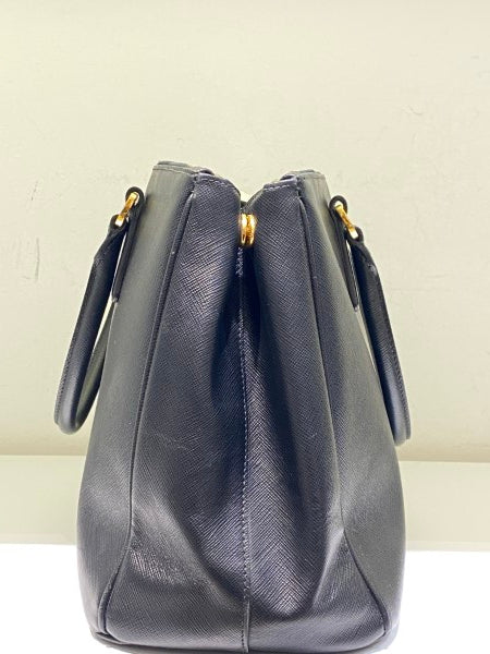 Prada Blue Galleria Double Zip Medium Bag