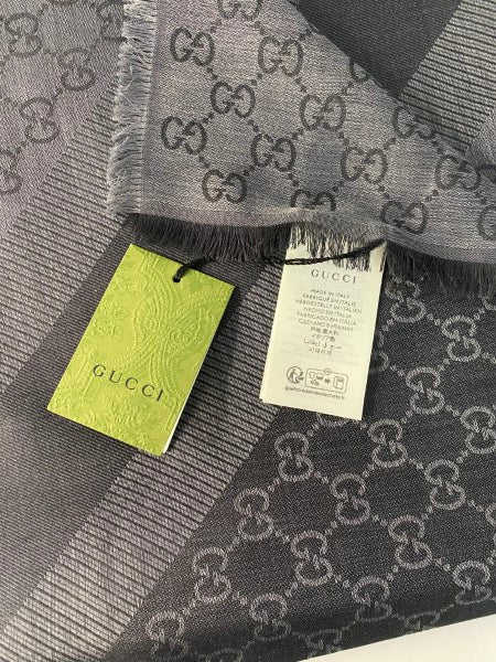 Gucci Dark Grey GG Print Scarf