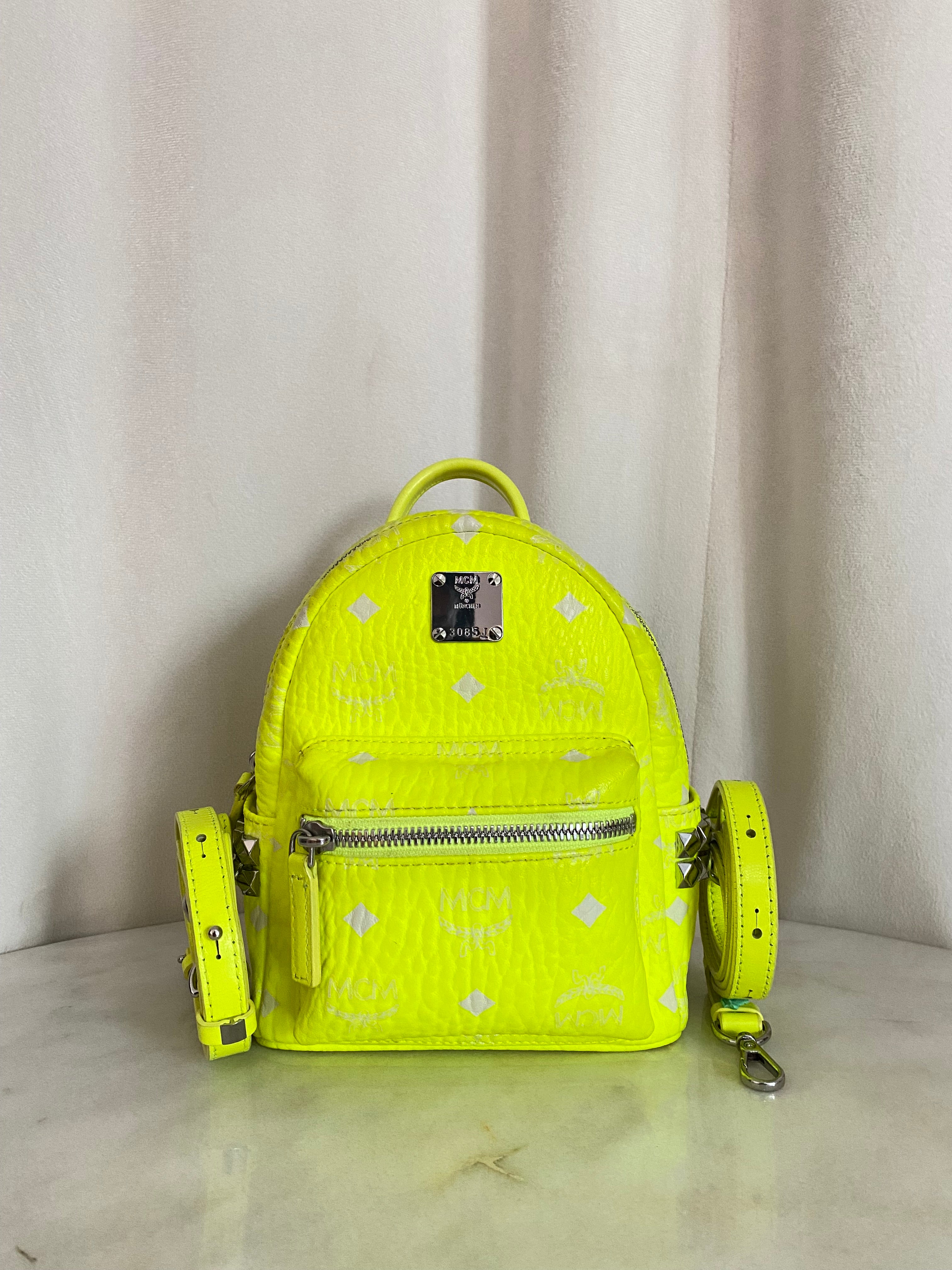 MCM Green Lemon Backpack and Crossbody Bag