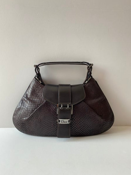 Christian Dior Black Snakeskin Street Hobo Handbag