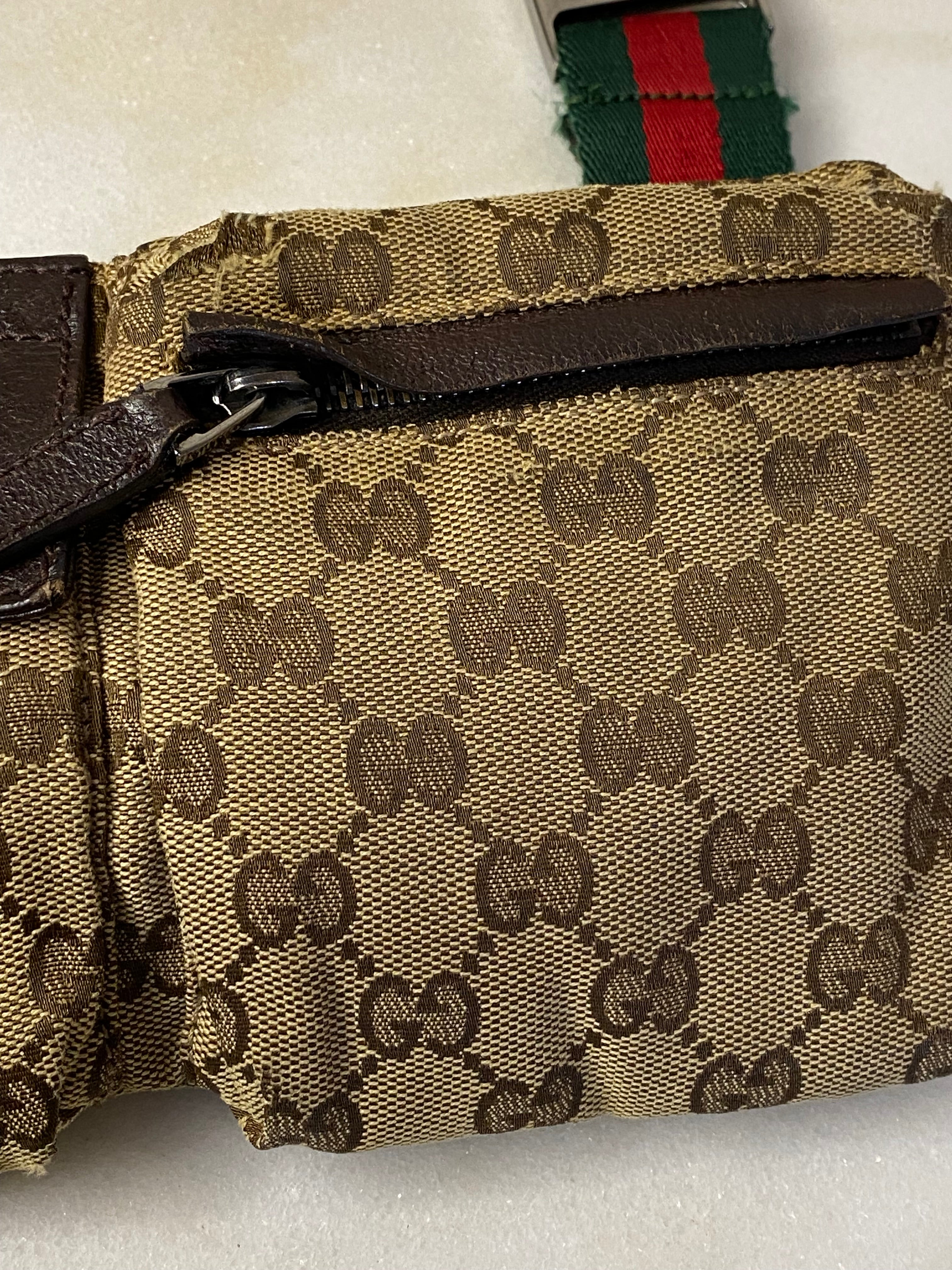 Gucci Brown GG Double Pocket Belt Bag