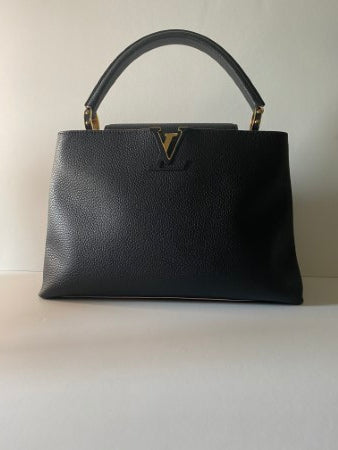 Louis Vuitton Black Capucine Tote MM Bag