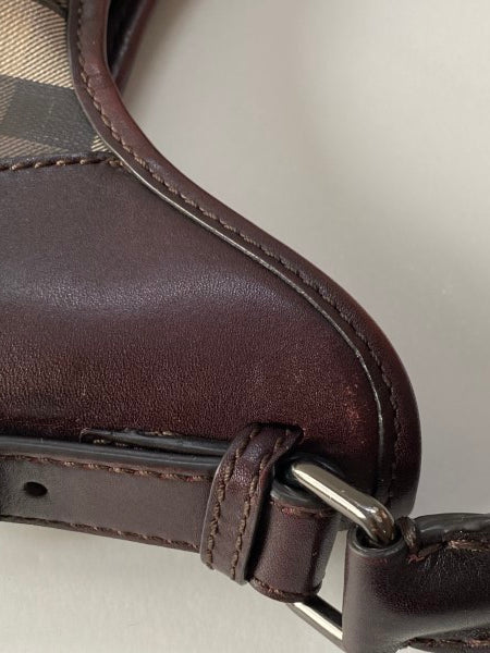 Burberry Brown Smoke Check Hobo Bag