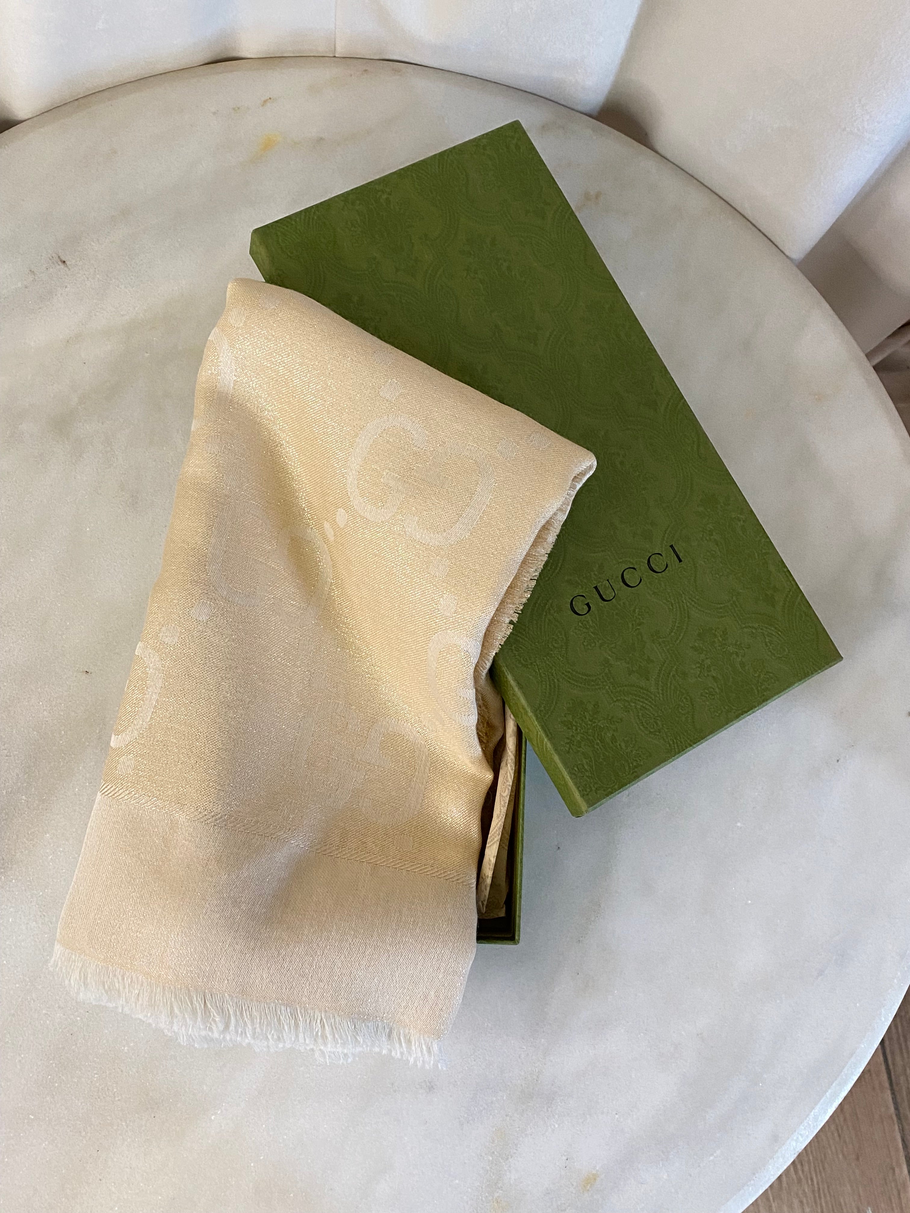 Gucci Beige GG Wool Scarf