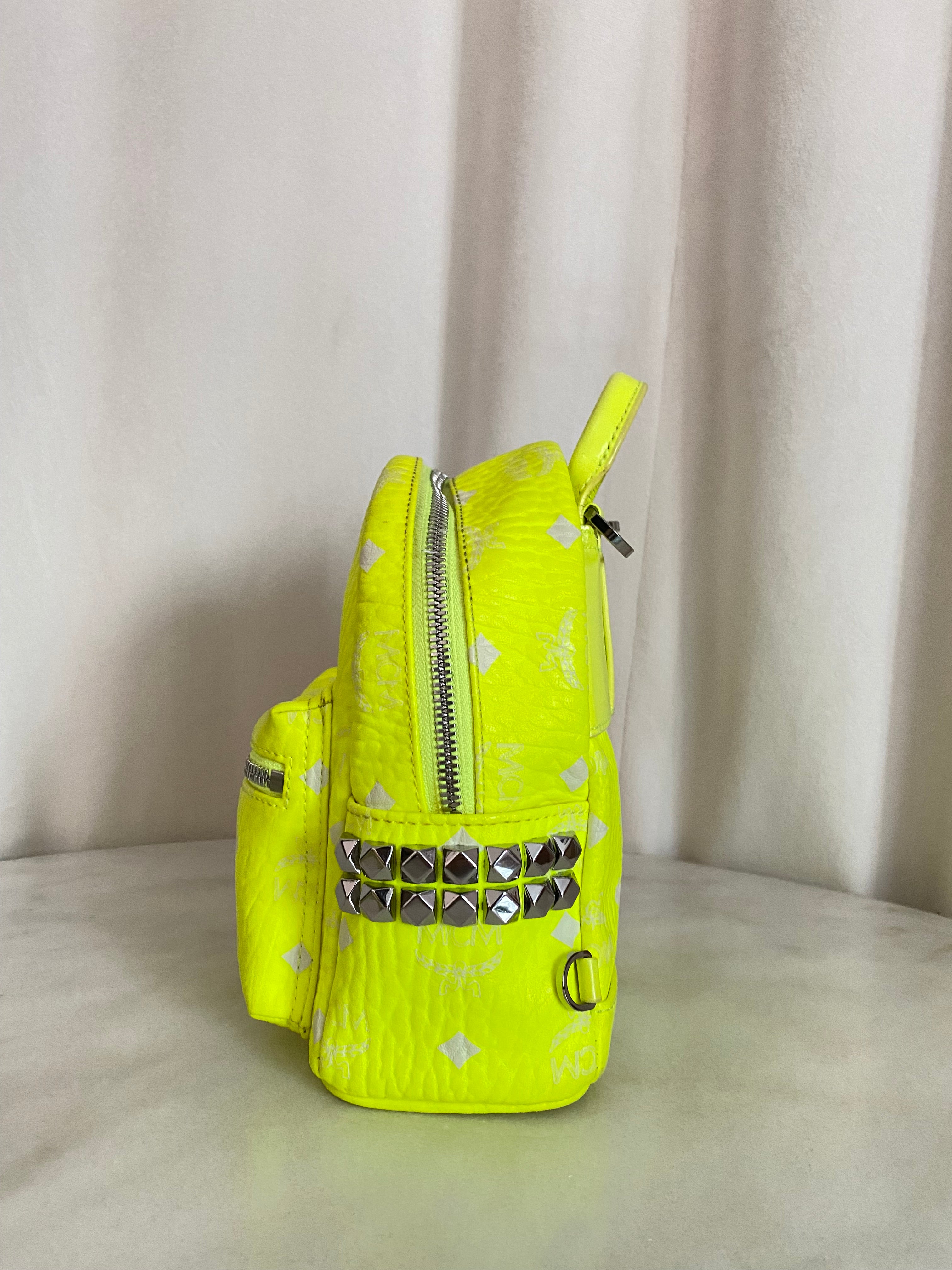 MCM Green Lemon Backpack and Crossbody Bag