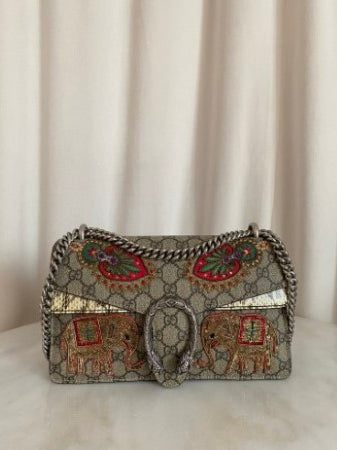 Gucci Ebony GG Python Dionysus Supreme Elephant Lte. Ed. Bag