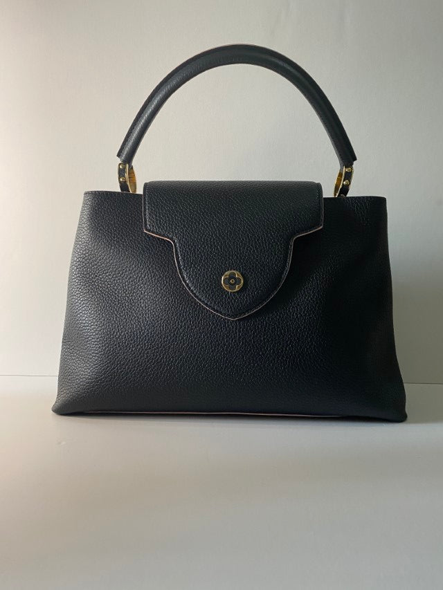 Louis Vuitton Black Capucine Tote MM Bag