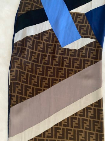 Fendi Tricolor Long Silk Scarf