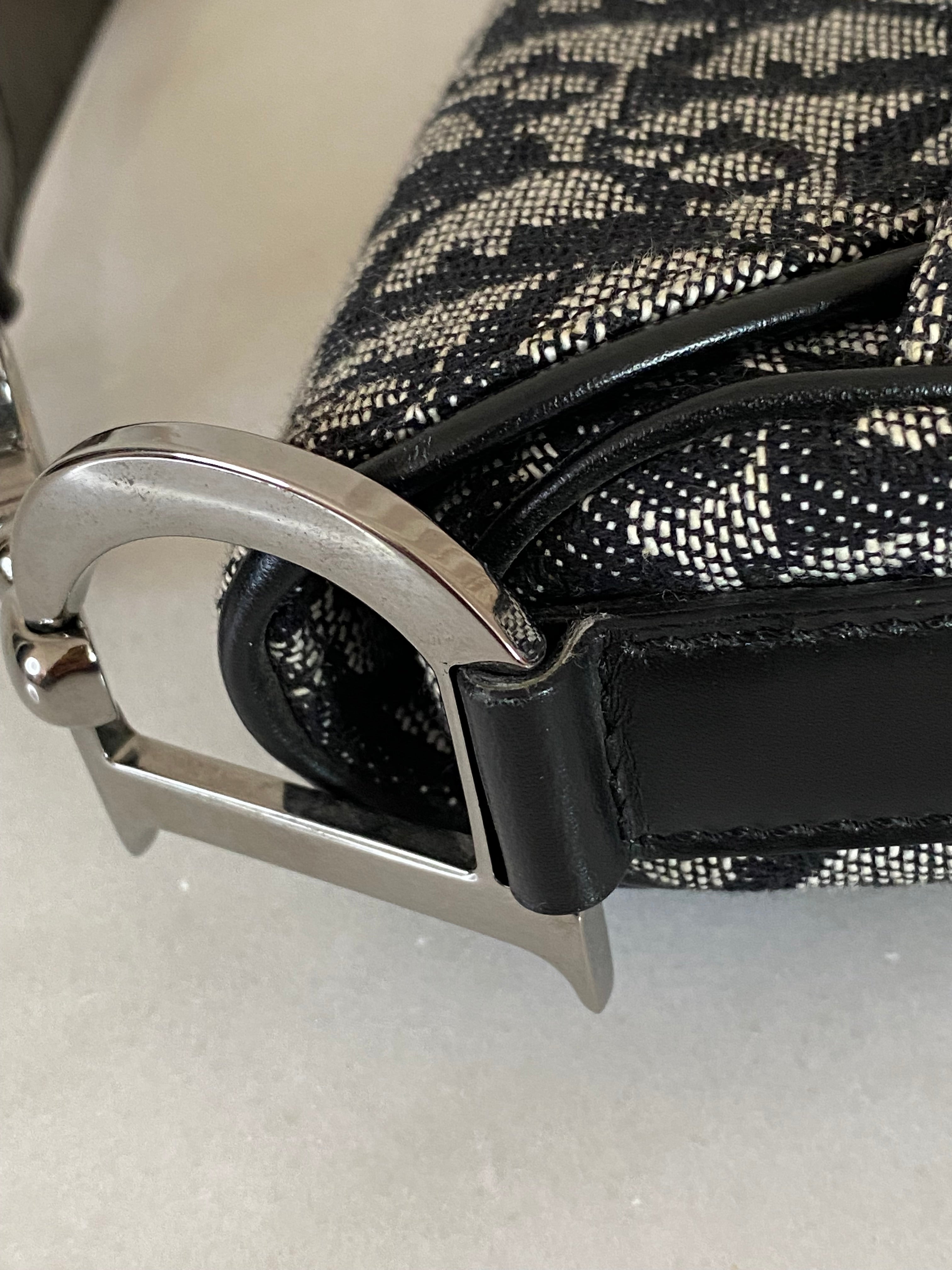 Christian Dior Black Oblique Saddle Bag