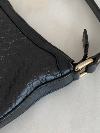 Gucci Black GG Microguccissima Hobo Bag