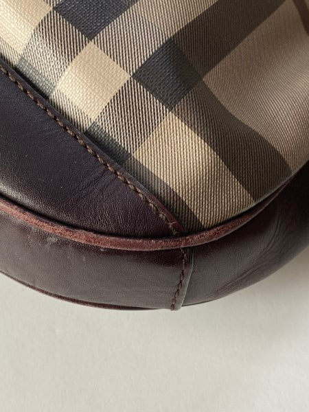 Burberry Brown Smoke Check Hobo Bag