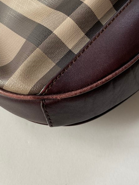 Burberry Brown Smoke Check Hobo Bag