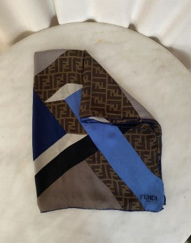 Fendi Tricolor Long Silk Scarf