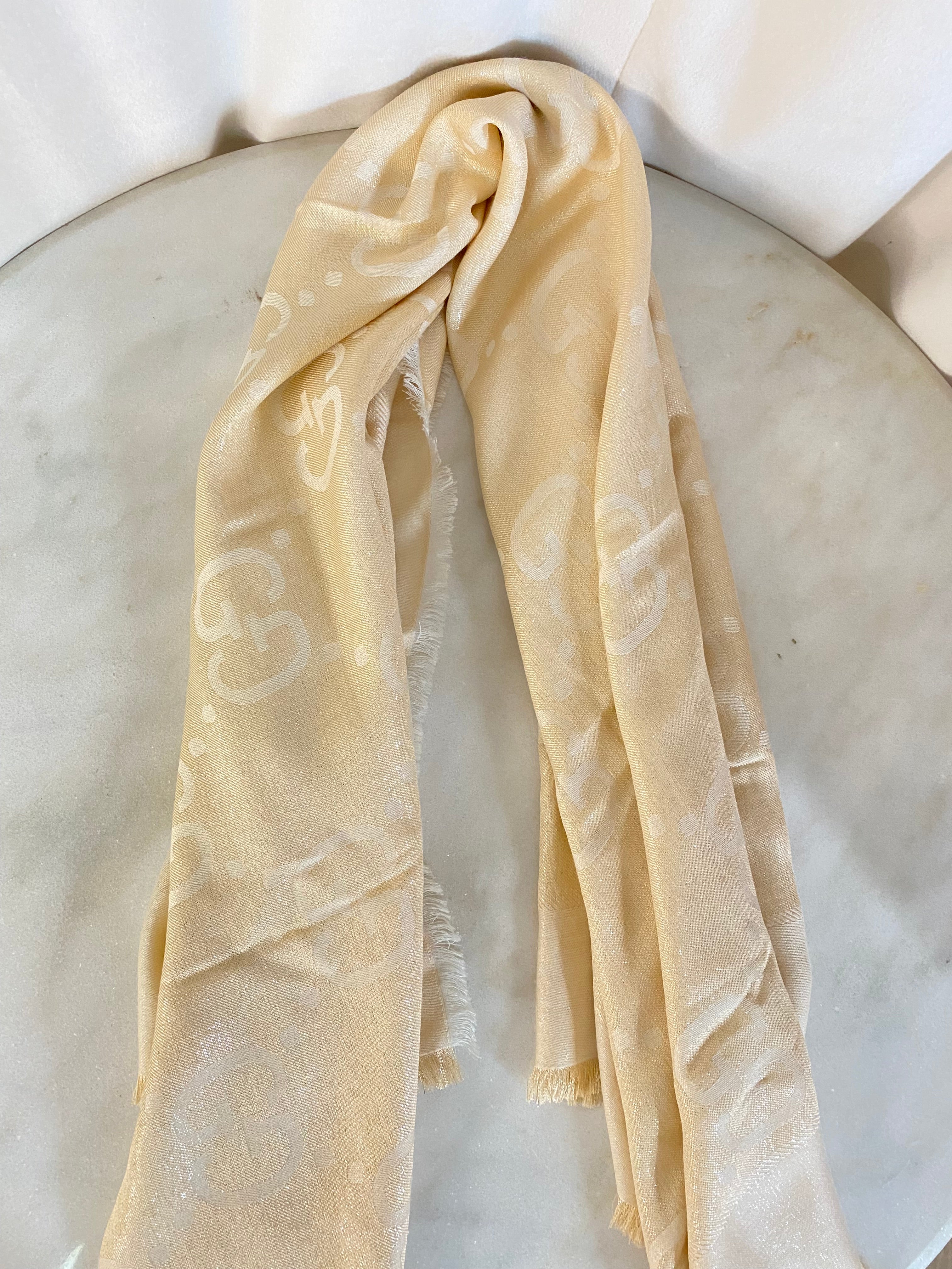 Gucci Beige GG Wool Scarf