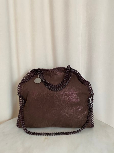 Stella Mccartney Burgundy Shiny Falabella Bag with Burgundy Chain