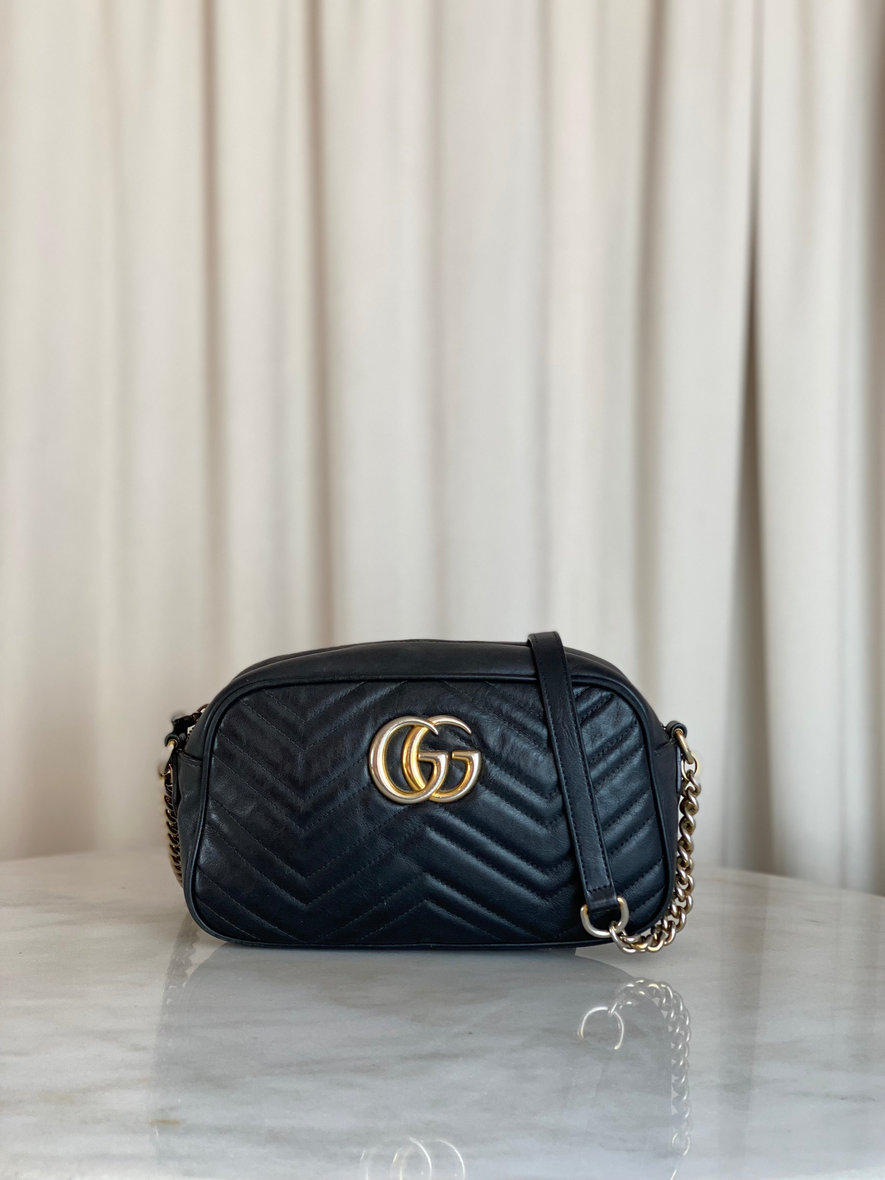 Gucci Black Marmont Camera Crossbody Bag