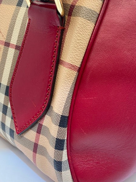 Burberry Haymarket Red Panel Blaze Tote Bag