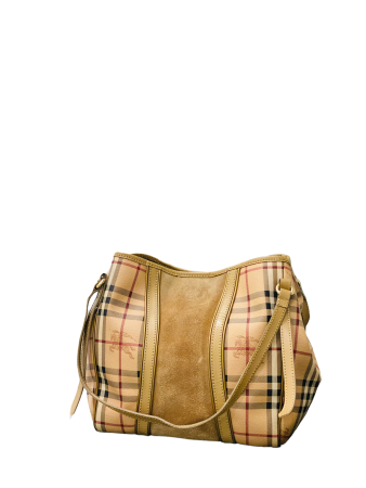 Burberry Beige Suede Haymarket Shoulder Bag