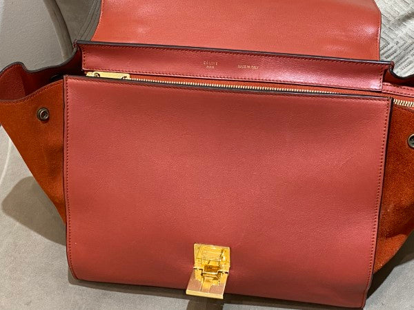 Celine Orange Red Python Trapeze Medium Bag