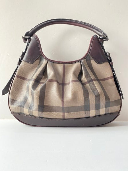 Burberry Brown Smoke Check Hobo Bag