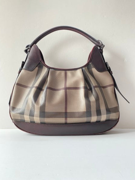 Burberry Brown Smoke Check Hobo Bag