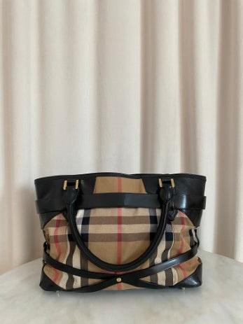 Burberry Black House Check Bridle Tote Bag