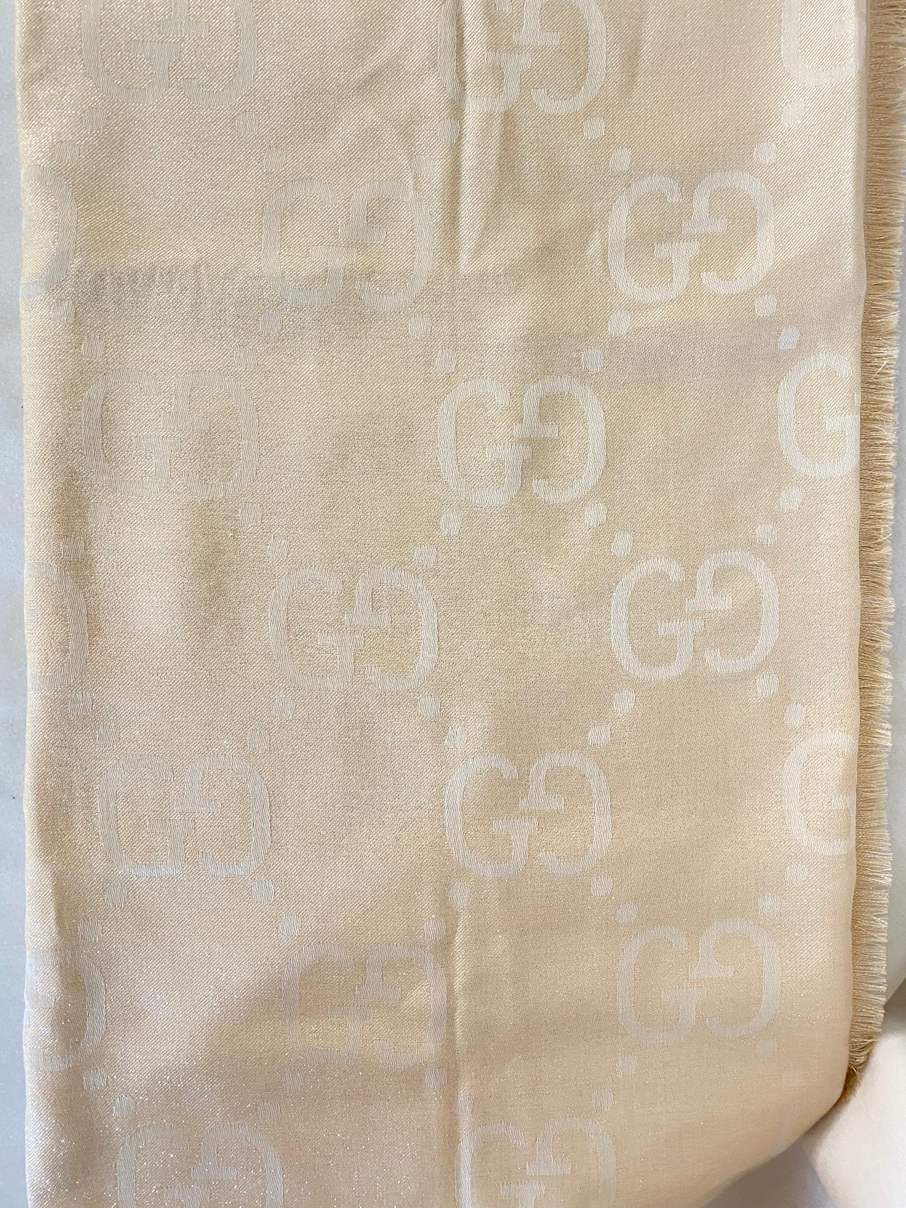 Gucci Beige GG Wool Scarf