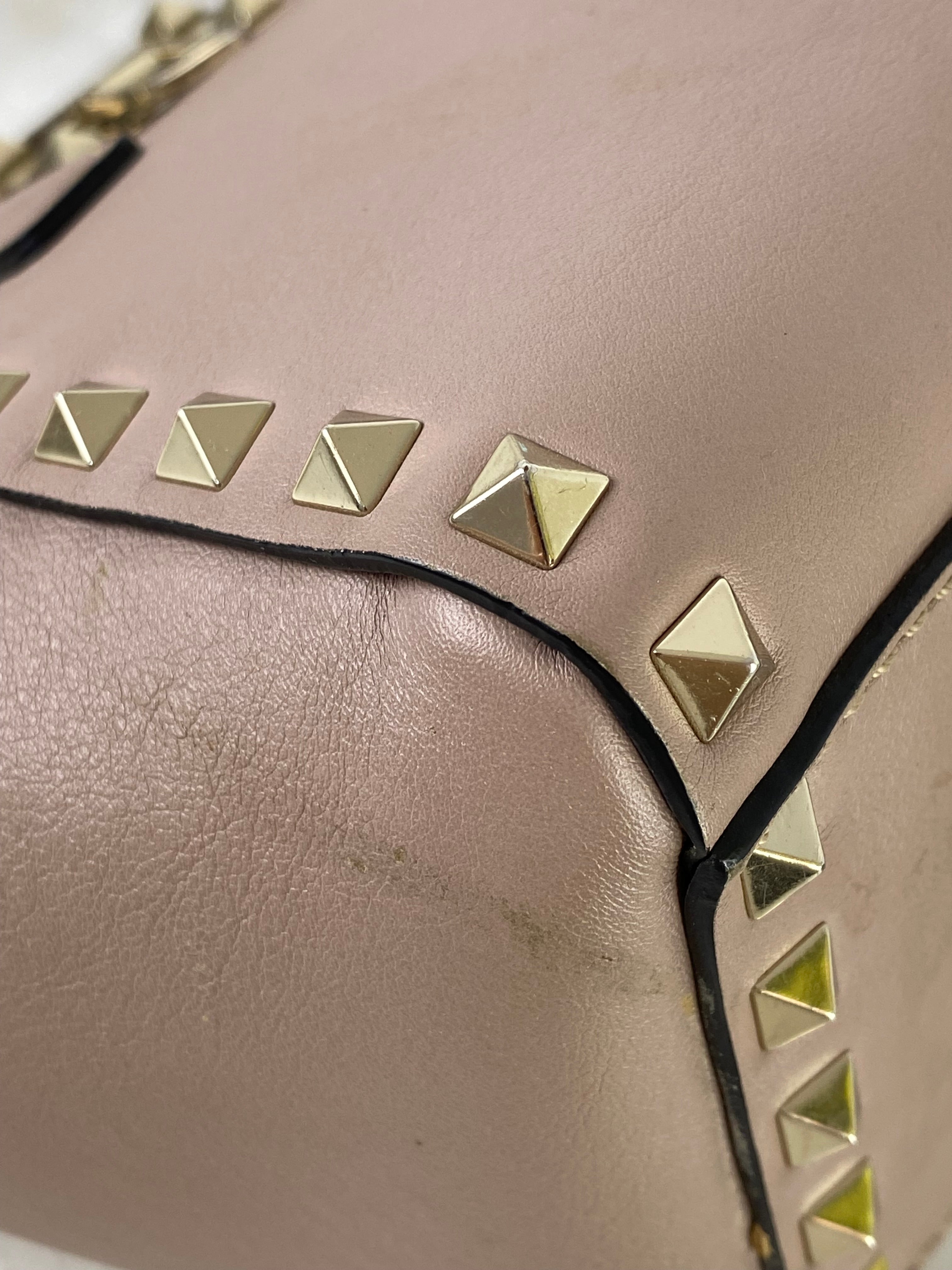 Valentino Nude Vitello Mini Studded Tote Bag W/ Strap