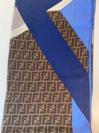 Fendi Tricolor Long Silk Scarf