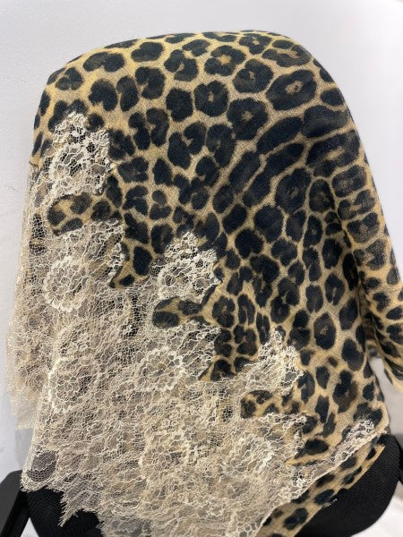 Valentino Leopard Cotton Lace Scarf