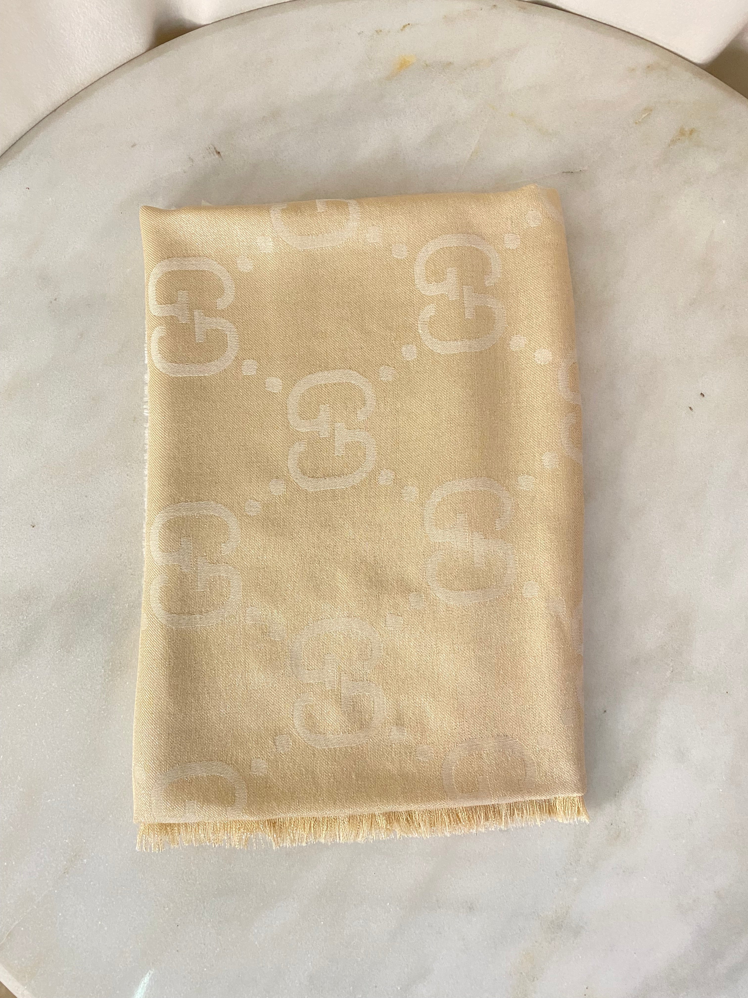 Gucci Beige GG Wool Scarf