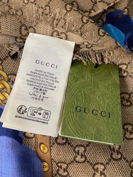 Gucci Tricolor GG Printed Floral Scarf