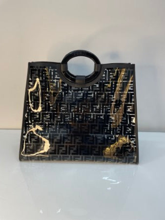 Fendi Black FF Transparent Shopper Runway Tote Bag