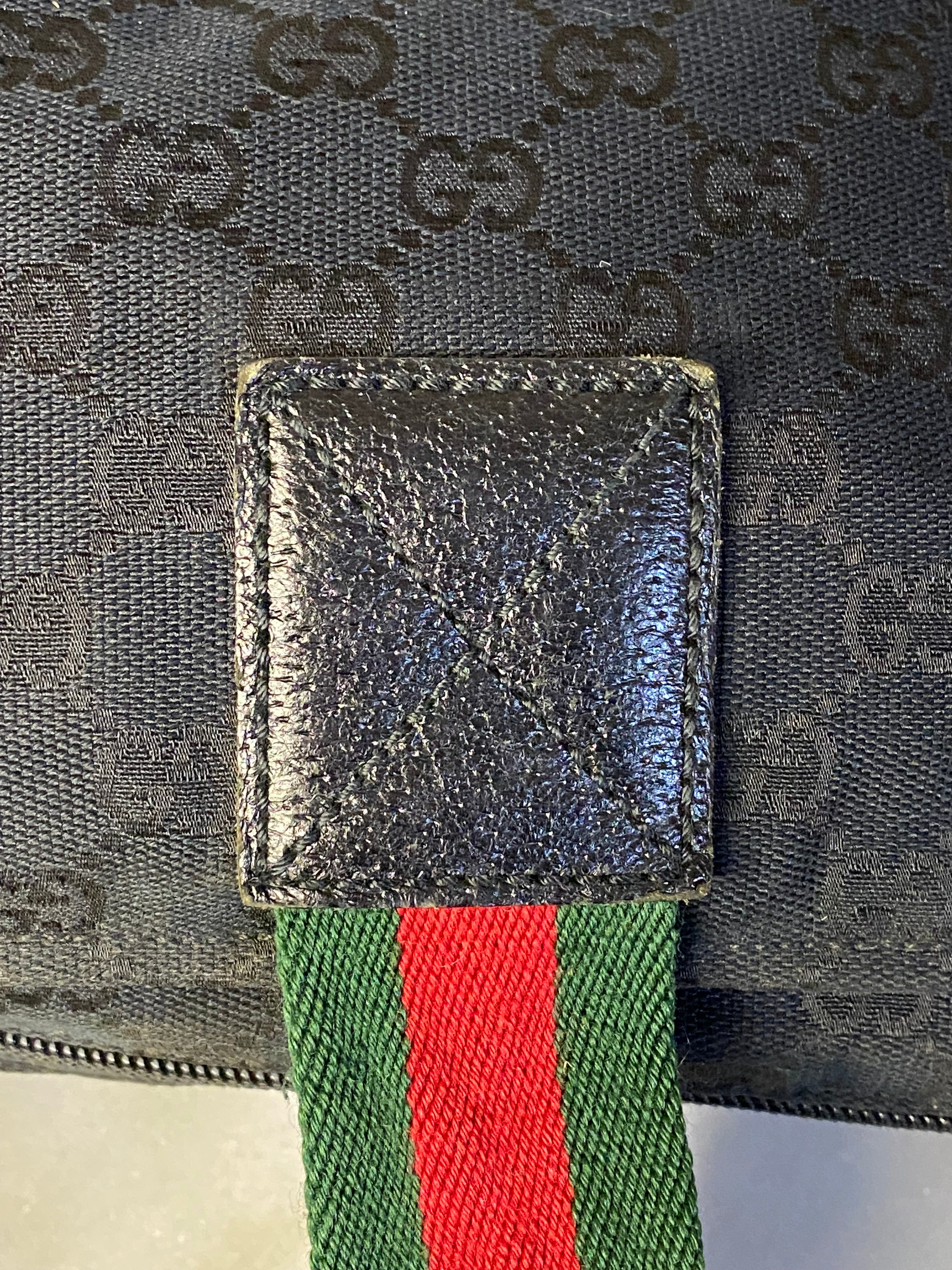 Gucci Black GG Vintage Web Strap Shoulder Bag