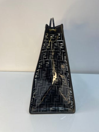 Fendi Black FF Transparent Shopper Runway Tote Bag
