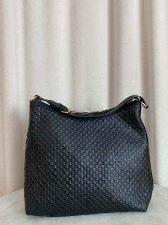 Gucci Black GG Microguccissima Hobo Bag