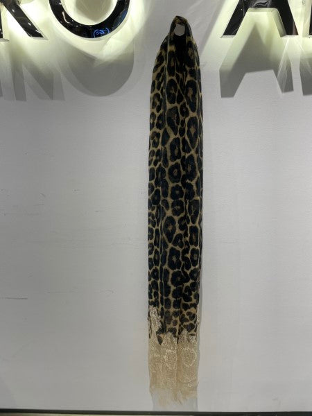 Valentino Leopard Cotton Lace Scarf