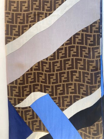 Fendi Tricolor Long Silk Scarf